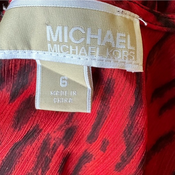 Michael Kors Women’s Long Sleeves V-Neck Dress Red/Black Size 6 - Picture 10 of 12